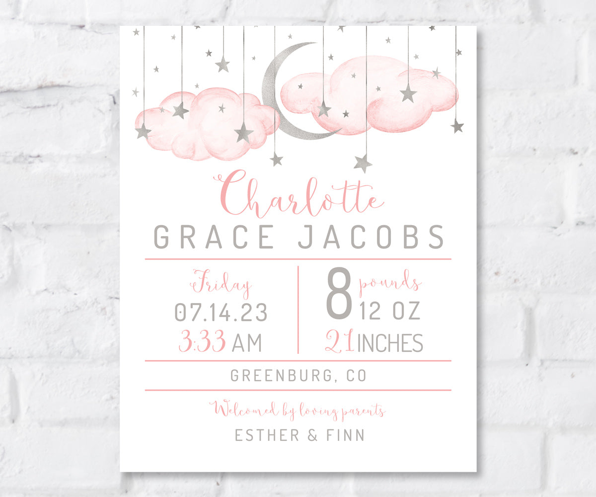 Pinkstats Signage Birth Stats Editable Templates - Artful Life Designs