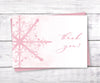 Pink snowflake winter baby shower thank you card.