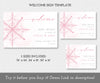 Pink snowflake winter baby shower welcome sign templates in 3 sizes.