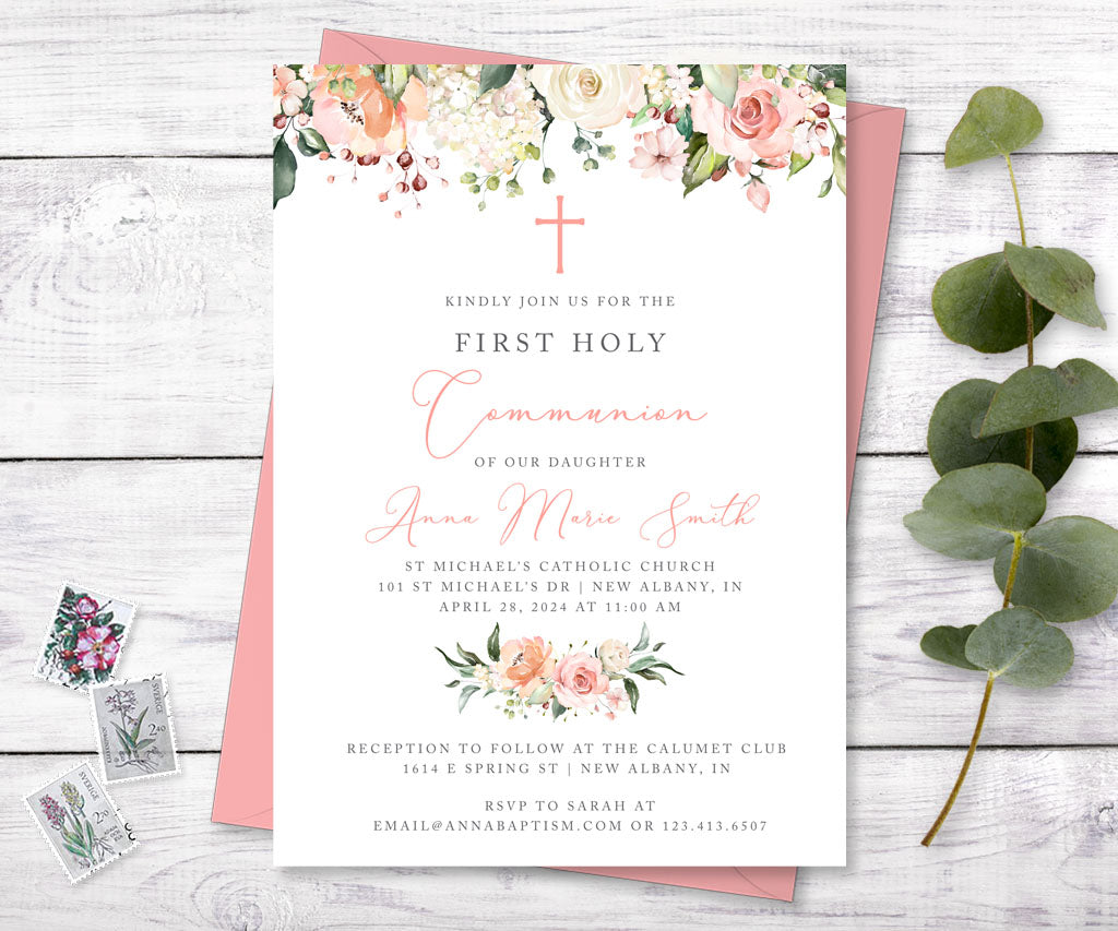 pink-and-white-floral-first-holy-communion-invitation-editable-templat-artful-life-designs for Free Printable 1st Communion Invitations Pink and White Floral First Holy Communion Invitation Editable Templat - Artful Life Designs for Free Printable 1st Communion Invitations
