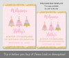 Pink and gold winter onederland first birthday welcome signs, 16 x 20 inches, 18 x 24 inches.