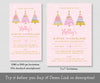 Pink winter onederland first birthday 5 x 7 invitation and 1080 x 1920 px evite.