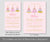 Pink winter onederland first birthday 5 x 7 invitation and 1080 x 1920 px evite.