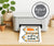 Pumpkin & candy corn printable Halloween banner on a home printer.