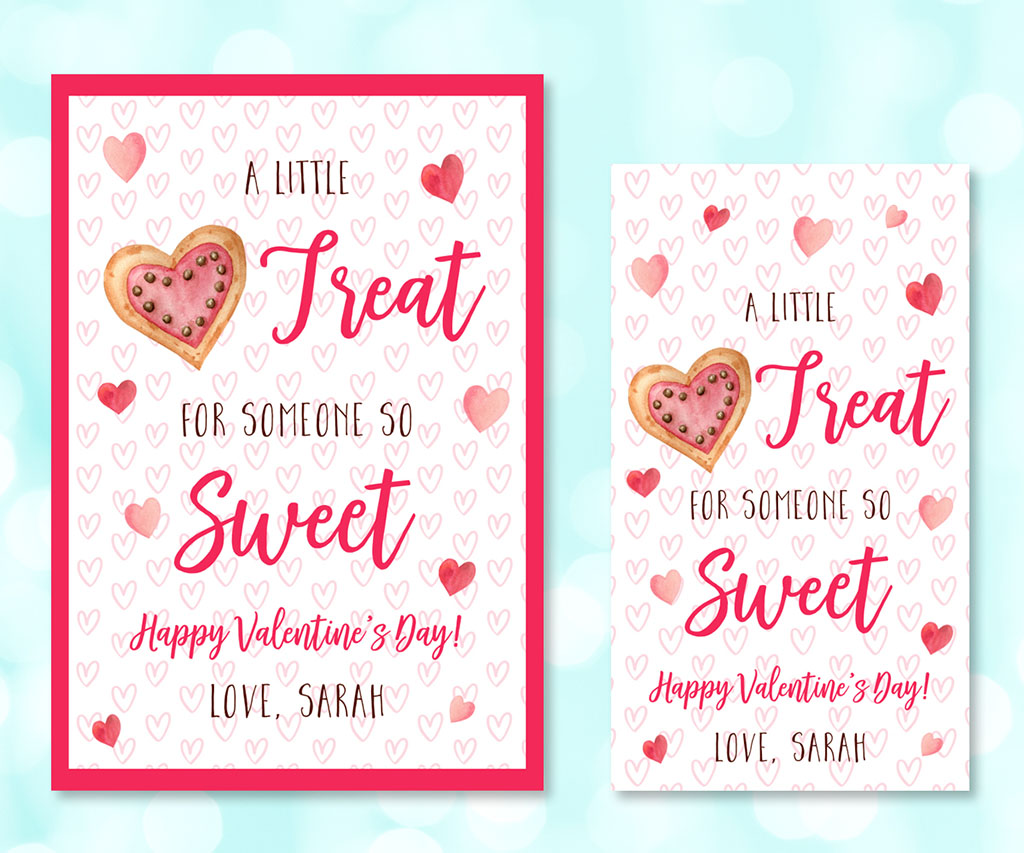 Rectangle pink hearts valentine treat gift tag, A Little Treat for Someone So Sweet!