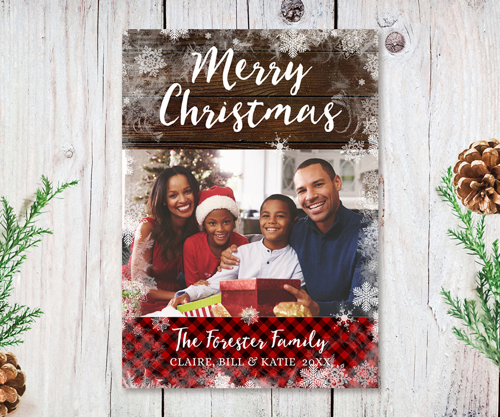 Rustic Christmas Card with family photo.