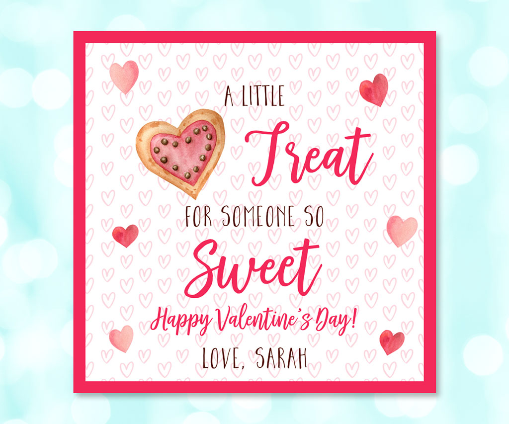 Square valentine treat gift tag, A little treat for someone so sweet.