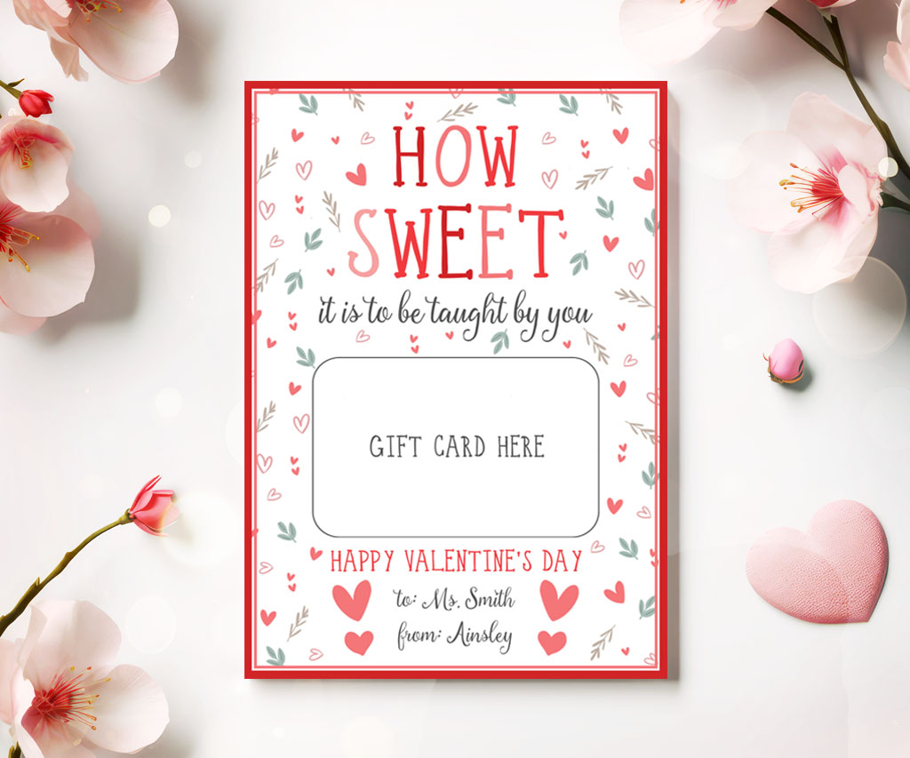 How sweet it is to be taught by you, teacher gift card holder from student.
