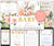 Baby in Bloom Virtual Shower Bundle with floral designs and digital devices.