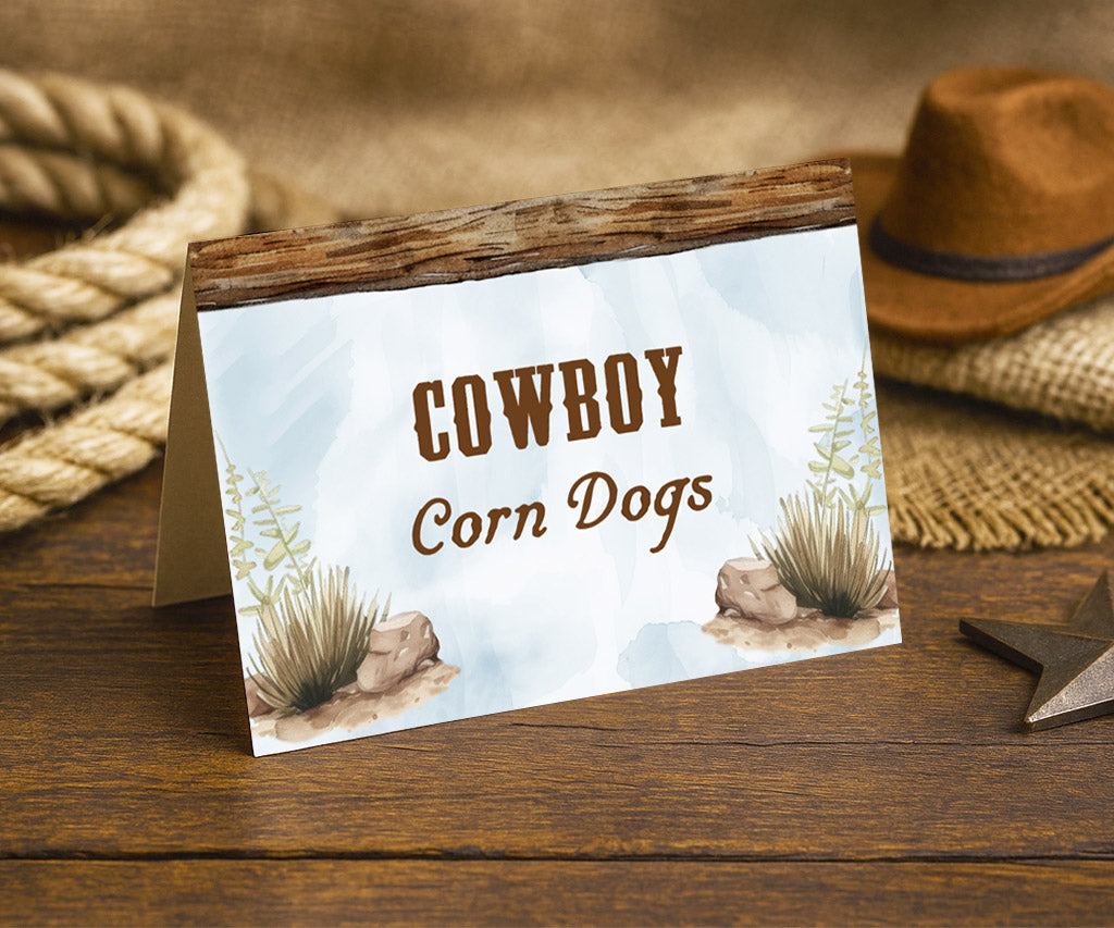 Western cowboy birthday folded food card.