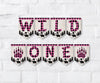 wild one pink and black plaid 1st birthday banner