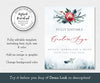 custom sign editable template, 8 x 10 portrait with pine greenery and red flowers for a winter wedding