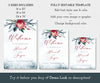 wedding welcome sign editable templates shown in 3 sizes, greenery with red flower