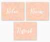 Relax Renew Refresh Bathroom Wall Art, Subtle Flowers Peach