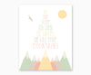 Mountain Nursery Wall Art, Let him sleep for when he wakes he will move mountains, pastel green, yellow, peach