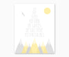 Mountain Nursery Wall Art, Let her sleep for when she wakes she will move mountains, yellow & gray