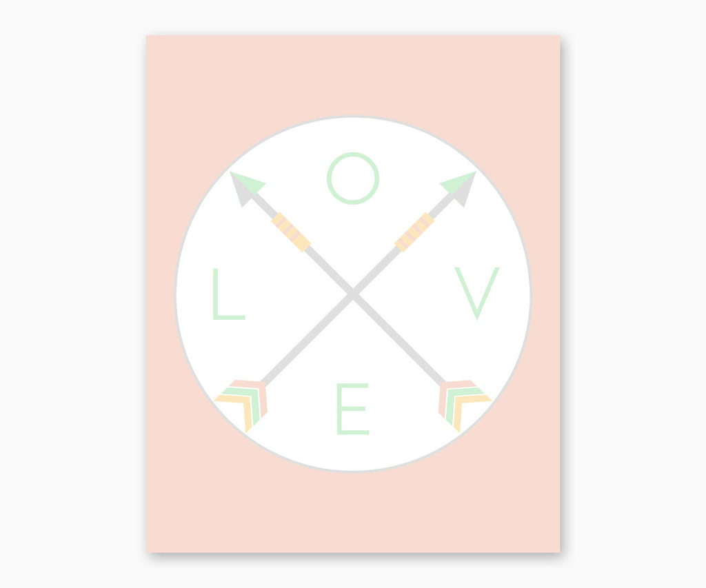 Love Tribal Arrows Nursery Wall Art  Pastel