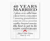 40th Ruby Anniversary Marriage Stats, Love Birds, Faux White Wood Wall Art