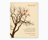 Love birds in anniversary family tree on cream background