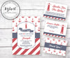 Anchors Away Nautical Baby Invitation, Diaper Raffle, Books for Baby, Thank you Editable Templates
