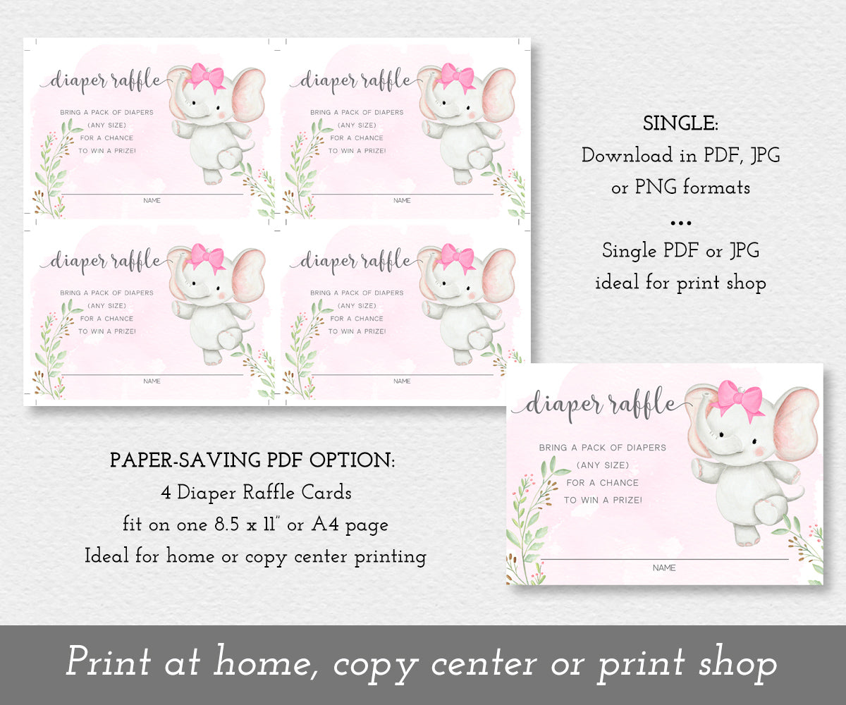 paper saver option for elephant diaper raffle tickets