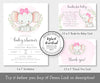 girl elephant with pink bow baby shower invitation set