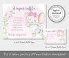 Girl elephant diaper raffle sign and card