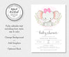 Editable elephant baby shower invitation template