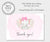 Editable baby girl elephant thank you note card template.