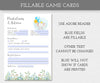 Boy Elephant baby shower fillable game card