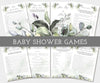 Greenery, gender neutral baby shower game bundle