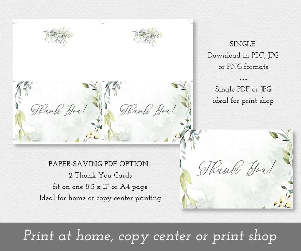 paper saver option or single option for greenery thank you card template