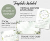 Greenery Virtual baby shower templates included-invitations, zoom background, thank you card