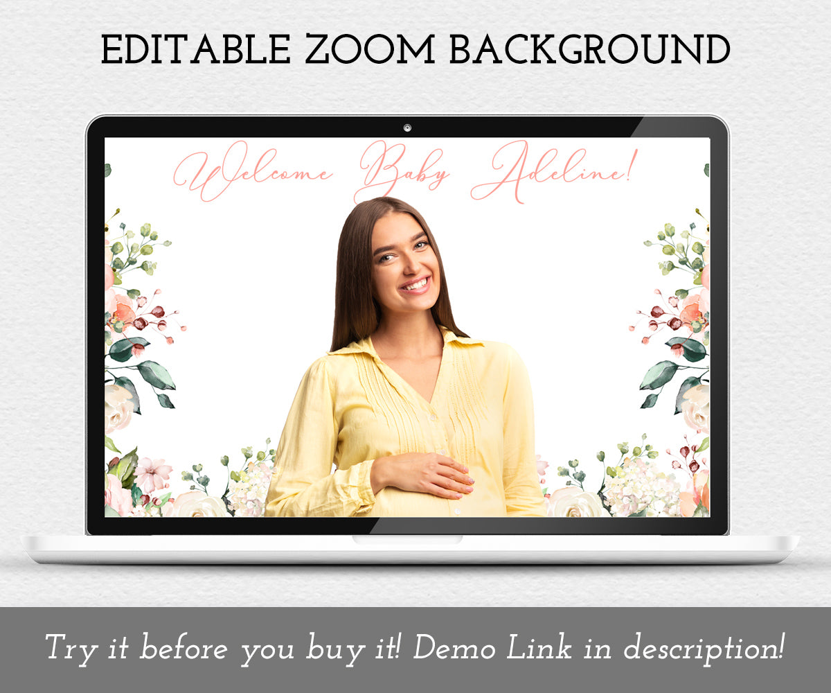 Zoom background for virtual baby in bloom baby shower.
