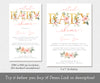 Baby Girl Virtual Baby Shower Invitation, Pink Gold Floral, Social Distancing Shower, Long Distance Shower, Editable Template, Two sizes