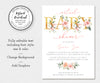 Baby Girl Virtual Baby Shower Invitation, Pink Gold Floral, Social Distancing Shower, Long Distance Shower, Editable Template, 5 x 7"