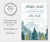 5 x 7", Adventure Virtual Baby Shower Invitation, with mountains and forest editable template.