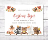 Custom baby shower sign  with editable text, woodland animals, mushrooms and acorns on 10 x 8" landscape orientation sign
