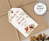 Baby Shower favor tag with woodland mushrooms and acorns with greenery