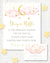Twinkle twinkle little star diaper raffle sign and card, pink clouds, gold moon and stars