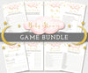 Twinkle twinkle little star, girl baby shower games bundle of 8 games. Game cards have pink clouds with gold stars.