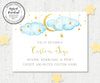 Twinkle twinkle little star custom sign, 10 x 8 inch,  blue clouds with gold moon and stars to create baby shower signs from Artful Life Designs