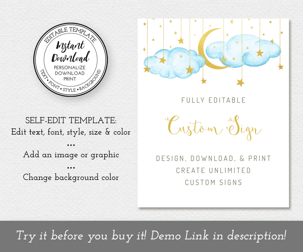 Baby Shower Signs, Twinkle Twinkle Little Star, 8 x 10