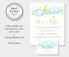 Twinkle twinkle little star diaper raffle sign and card, blue clouds with gold moon and stars