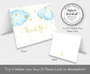 Twinkle twinkle little star baby shower folded thank you card, blue clouds with gold stars