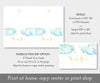 Twinkle twinkle little star baby shower thank you card, blue clouds with gold stars, paper saver option, single option