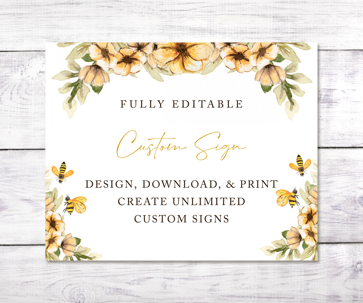 10 x 8" custom sign with yellow flowers and bees
