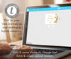 Bee Baby Shower favor tag being edited on a laptop computer using templett