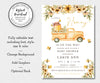 A little honey baby shower invitation template with editable text, change background, add graphics and has an optional back