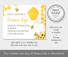 Edit text, add graphics, change background colors on this custom baby shower or gender reveal sign template with honeycomb, beehive, buzzing bees and yellow flower